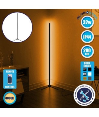 Μοντέρνο Minimal Επιδαπέδιο Μαύρο Φωτιστικό 200cm LED 32 Watt με Ασύρματο Χειριστήριο RF & Dimmer Θερμό Λευκό 3000k GloboStar ALIEN Design GLOBO-200-3